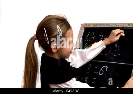 Lycéenne a écrit sur le tableau noir Banque D'Images