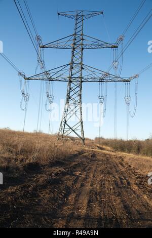 Les lignes électriques s'est effondré Banque D'Images