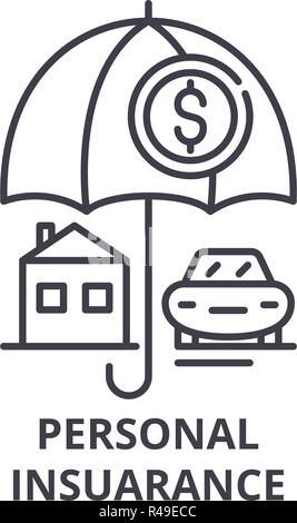L'icône de la ligne d'assurance personnelle concept. L'assurance personnelle vector illustration linéaire, symbole, d'un signe Illustration de Vecteur