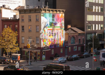 Mère Teresa et Mahatma Gandhi 'tolérance' fresque sur la 18e rue et 10e Avenue à Chelsea, New York City, États-Unis d'Amérique. Banque D'Images