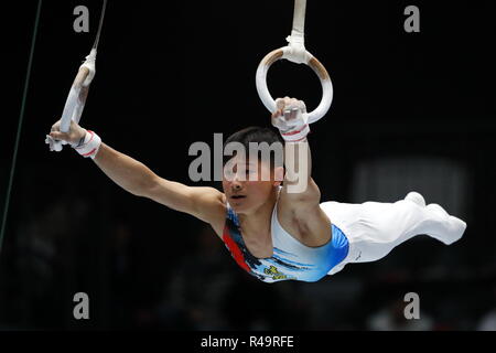 Takasaki Arena, de Gunma, au Japon. 25Th Nov, 2018. Takeru Kitazono, Novembre 25, 2018 - La gymnastique artistique : la 72e Japon Équipe Gymnastique Artistique Championnat, Men's Rings finale à Takasaki Arena, Gunma, au Japon. Credit : Sho Tamura/AFLO SPORT/Alamy Live News Banque D'Images