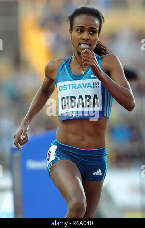 Ostrava, République tchèque. 17 Juin, 2014. De l'Éthiopie Genzebe Dibaba gagner une compétition dans le 2000 mètres femmes au Golden Spike (Zlata Tretra) Réunion d'athlétisme IAAF à Ostrava, en République tchèque, le 17 juin 2014.//FESP Slavek Ruta Crédit : Slavek Ruta/ZUMA/Alamy Fil Live News Banque D'Images