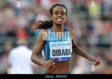 Ostrava, République tchèque. 17 Juin, 2014. De l'Éthiopie Genzebe Dibaba gagner une compétition dans le 2000 mètres femmes au Golden Spike (Zlata Tretra) Réunion d'athlétisme IAAF à Ostrava, en République tchèque, le 17 juin 2014./FESP/Slavek Ruta Crédit : Slavek Ruta/ZUMA/Alamy Fil Live News Banque D'Images