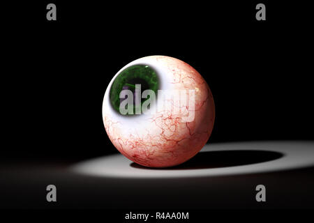 Les réalistes avec green globe oculaire à l'iris dans un spot (illustration 3d) Banque D'Images