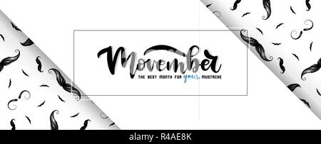 Movember dessiné à la main sur un dessin de la moustache. Citation du cancer. Pousser la moustache. Meilleur moment pour votre moustache Illustration de Vecteur
