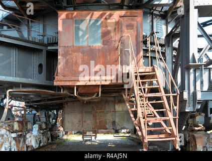 Cabine d'un excavateur de lignite à ciel ouvert dans l'ancienne Ferropolis Banque D'Images