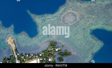 Lagon, l'île de Yap, océan Pacifique, États fédérés de Micronésie, l'Océanie, Colonia, drone photo Banque D'Images