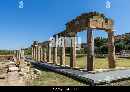 Les ruines de l'ancien temple grec de la déesse Artémis en Grèce, de Vravrona. Banque D'Images