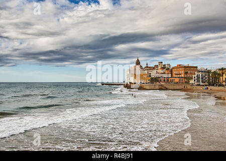 La plage de Sitges Barcelone Espagne Banque D'Images