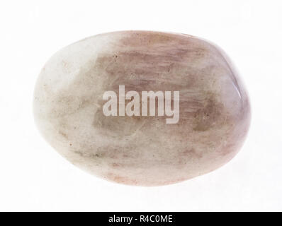 La macro photographie de minéraux naturels à partir de la collection géologique - tumbled albite (pierre de lune) sur fond blanc Banque D'Images