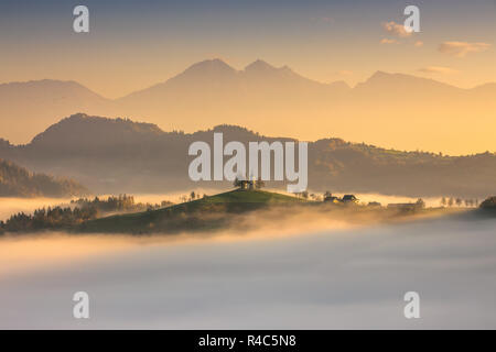 Vue panoramique de l'église Saint Tomas, la Slovénie. Banque D'Images