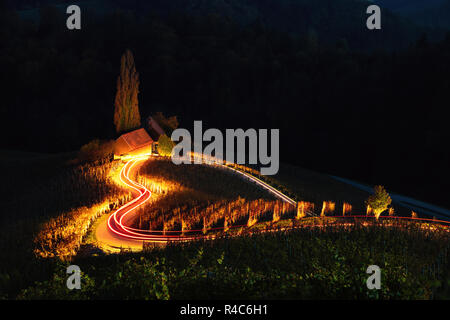Célèbre route des vins en forme de coeur en Slovénie, vue de Spicnik près de Maribor. Banque D'Images
