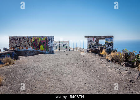 Graffitis au point de vue de Las Teresitas, Tenerife, Espagne, Europe Banque D'Images