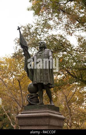 Statue de Christophe Colomb par le sculpteur Jeronimo Sunol à Central Park, New York City, N.Y.C, États-Unis d'Amérique, U.S.A. Banque D'Images