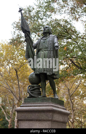 Statue de Christophe Colomb par le sculpteur Jeronimo Sunol à Central Park, New York City, N.Y.C, États-Unis d'Amérique, U.S.A. Banque D'Images