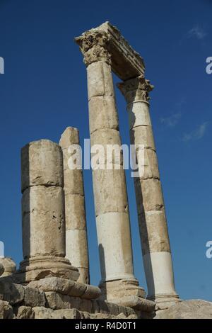 Temple d'Hercule à la Citadelle d'Amman, Jordanie Banque D'Images