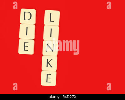 BERLIN, ALLEMAGNE - Février 1, 2017 : La politique allemande Concept : lettre carreaux Die Linke (La Gauche), 3d illustration Banque D'Images