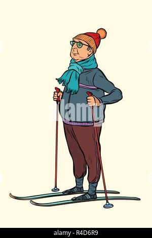 Homme d'âge moyen skieur, ski de randonnée Illustration de Vecteur