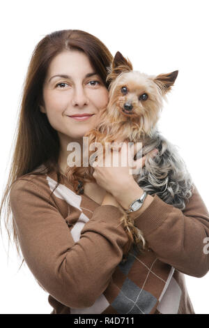 Chien heureux et propriétaire Banque D'Images