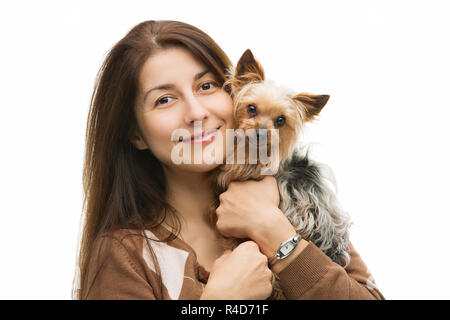 Chien heureux et propriétaire Banque D'Images