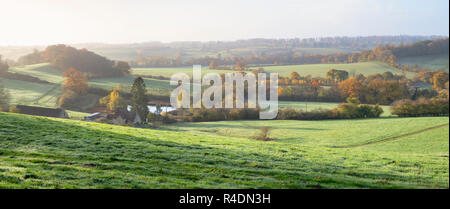 Terres agricoles d'automne dans la grande propriété TEW. Great TEW, Cotswolds, Oxfordshire, Angleterre Banque D'Images