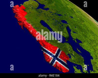 La Norvège avec le drapeau sur la terre Banque D'Images