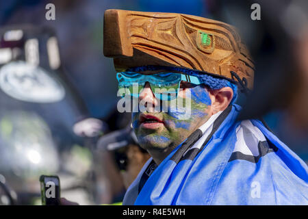 Charlotte, Caroline du Nord, USA. 25Th Nov, 2018. 25 novembre 2018 - Fans montrent leur soutien comme l'hôte de la visite de Seattle Seahawks de Bank of America Stadium à Charlotte, NC. Les Panthers perdent pour les Seahawks, 30-27. (Crédit Image : © Walter G Arce Sr Asp Inc/ASP) Banque D'Images