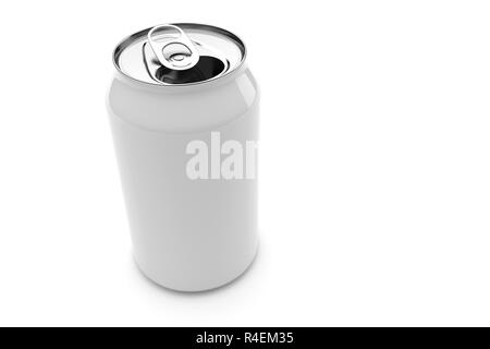 Des canettes en aluminium blanc isolé sur un fond blanc, 3d illustration Banque D'Images