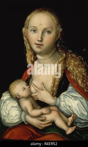 VIRGEN DE LA LECHE - SIGLO XVI - RENACIMIENTO ALEMAN. Auteur :, Lucas Cranach l'ancien. Emplacement : collection privée. MADRID. L'ESPAGNE. Banque D'Images