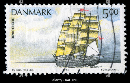 Timbre-poste du Danemark dans les navires de formation série émise en 1993 Banque D'Images