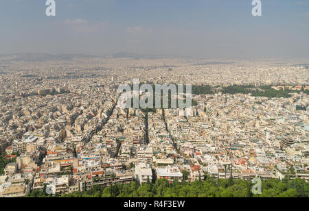 Vue aérienne sur les toits et maisons à Athènes, Grèce. Banque D'Images