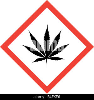 Signe de danger avec symbole cannabis Banque D'Images