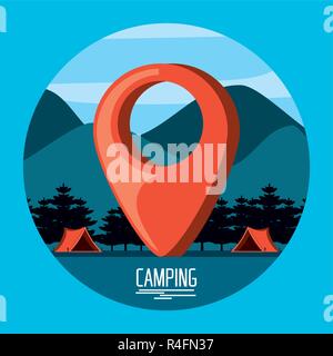 Zone de camping avec tentes et l'axe du pointeur vector illustration design Illustration de Vecteur