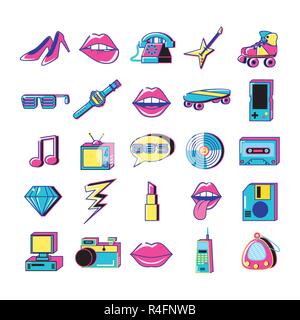 80 y 90 pop art set icons vector illustration design Illustration de Vecteur