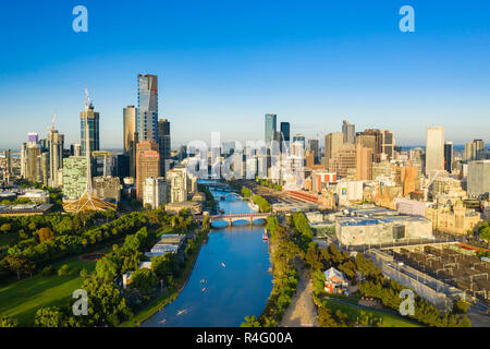 Vue aérienne de Melbourne CBD le matin Banque D'Images