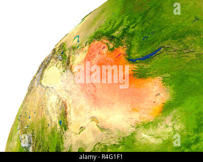 Pays de la Mongolie vue par satellite Banque D'Images