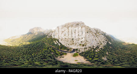 Photo aérienne virtuelle sphérique 360 route de Cap Formentor, Palma de Mallorca Banque D'Images