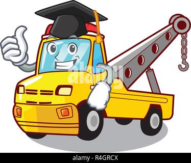 L'obtention du diplôme chariot remorquage du véhicule mascot Illustration de Vecteur