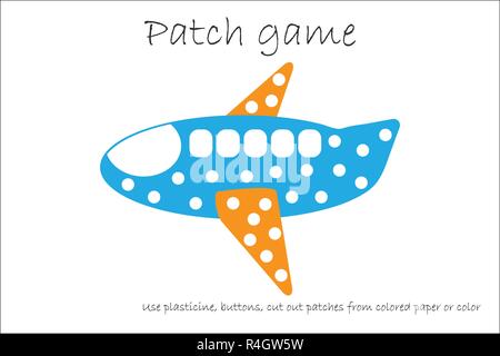 Patch de l'éducation pour les enfants d'avion jeu pour développer les habiletés motrices, utiliser la pâte à modeler des correctifs, des boutons, du papier de couleur ou de la couleur de la page, pour les enfants acti préscolaire Illustration de Vecteur