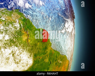Guyane en rouge à partir de l'espace Banque D'Images