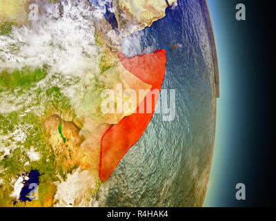 La Somalie en rouge à partir de l'espace Banque D'Images