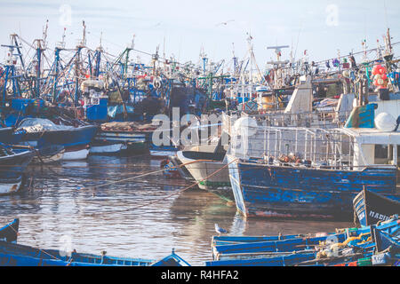 Fiishing bateaux à Essaouira, Maroc, Afrique Banque D'Images