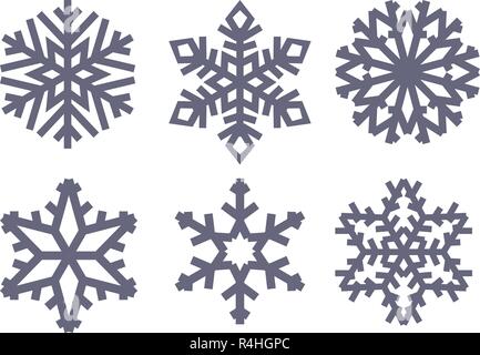 Des flocons de neige. Symboles plat noir Illustration de Vecteur