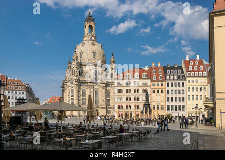 Dresde, nouveau marché avec l'église Notre Dame, Frauenkirche mit Neumarkt Banque D'Images