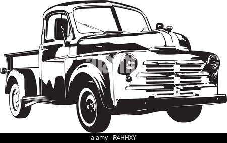 Vintage 1950 camionnette silhouette vector illustration Illustration de Vecteur