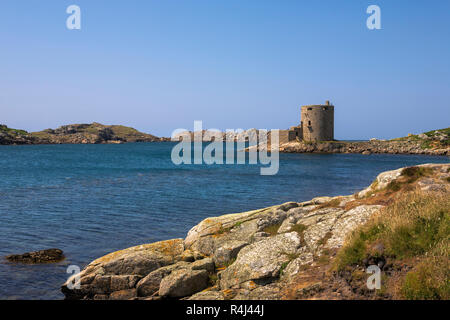 Cromwell's Castle, New Grimsby Sound et de Bryher, Îles Scilly Tresco, Royaume-Uni Banque D'Images