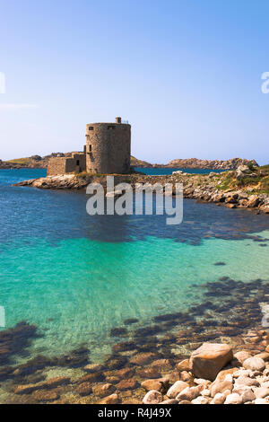 Cromwell's Castle, Château Porth, New Grimsby Sound et de Bryher, Îles Scilly Tresco, Royaume-Uni Banque D'Images