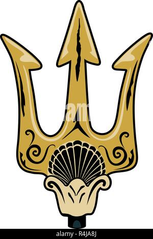 Le trident est l'arme de Poséidon, ou Neptune, le dieu de la mer dans la mythologie classique. Dans la mythologie hindoue c'est l'arme de Shiva. Illustration de Vecteur