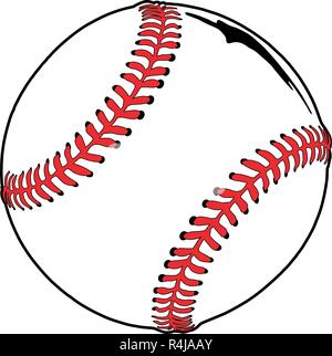 Illustration de baseball balle sport standard, avec double couture rouge. Illustration de Vecteur