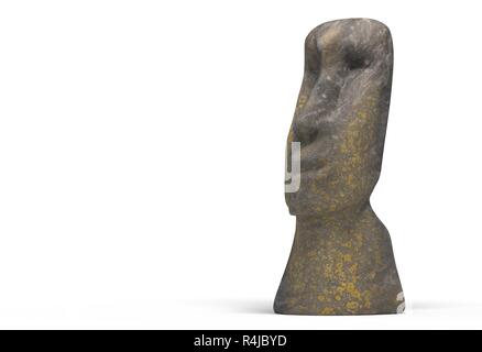 Sculpture d'un Moai sculpté dans la pierre blanche de 3d illustration Banque D'Images